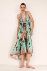 Aqua Printed Maxi Dress