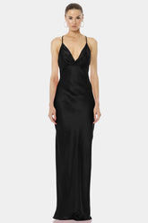 Aura Black Magic Long Cowl Neck Dress