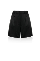 Black Tailored Pleated Bermuda Shorts