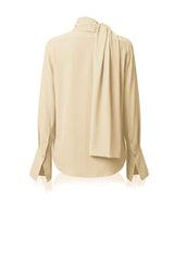 Beige Scarf-Tie Silk Blouse