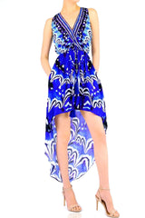 Annabella Butterfly-Print Handkerchief Kieran V-neck Hi-Low dress