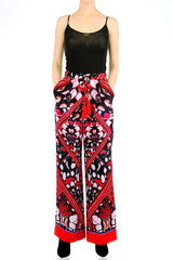 Annabella Butterfly Print Handkerchief-Hem Pants