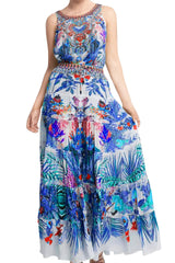Blue Long Tier Skirt