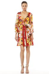 Aeneas Dress with Long Puff Sleeves & Sexy Cut Out Dress