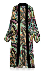 As Seen on Kyle Richards at Store Opening Leaf Print Robe Dress