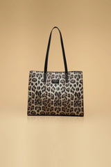 Animal Print Shoulder Bag With Keychain Charm