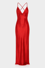 Aura Red Seductive Long Bodycon Dress