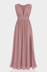 Amethyst Heaven V-Neck Bridesmaid Dress – Elegant Formal Maxi Gown