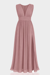 Amethyst Heaven V-Neck Bridesmaid Dress – Elegant Formal Maxi Gown