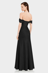 Black Designer Multiway Satin Bridesmaid Maxi Dress with Convertible Neckline