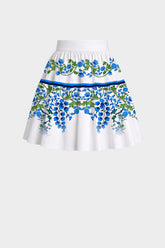 Blue Floral High Rise Mini Skirt with Tiered Hem