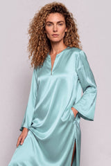 Aqua Green Relaxed Luxury Silk Kaftan