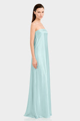 Aqua Green Satin Wedding Guest Maxi Dress