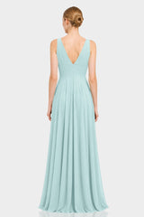 Aqua Green Cowl Neck Chiffon Fit & Flare Maxi Dress