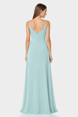 Aqua Green Chiffon Cowl Neck Maxi Dress