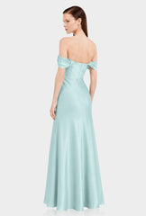 Aqua Green Convertible Matte Satin Maxi Dress