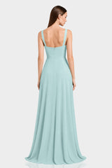 Aqua Green Sweetheart Neck Satin Maxi Dress