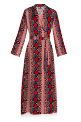 Blood Stone Long Wrap Dress Made With Cupro