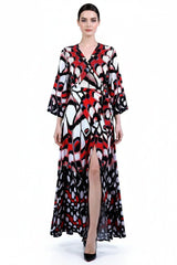 Annabella Print Designer Wrap Maxi Dress