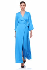 Azure Wrap Maxi Dress for Women