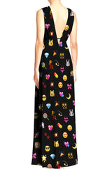 As Seen On Paris Hilton Emoji Print Black Maxi Dress