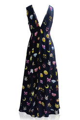 As Seen On Paris Hilton Emoji Print Black Maxi Dress