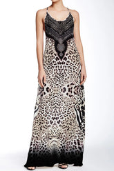 Animal Print Strappy Maxi Dress