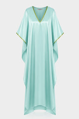 Aqua V-Neck Viscose Silk Kaftan Maxi Dress