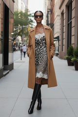 Animal Print Effortless Style with Lace Trim Cami Dress
