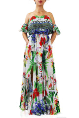 As seen on Farrah Britt Off The Shoulder Printed Long Maxi Dress