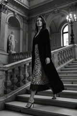 Animal Print Lace Hem Midi Skirt