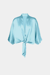 Aqua Blue Going Out Tops Women