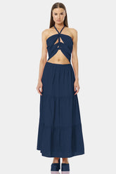 Blue Cut Out Layered Maxi Dress