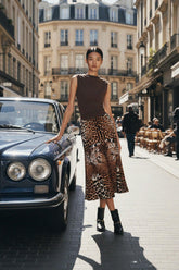 Animal Print Midi Pencil Skirt