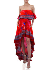 Adrenaline Red Off Shoulder Ruffle Dress
