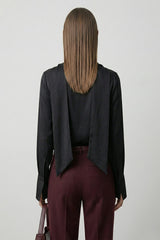 Black Scarf Tie Satin Blouse