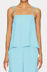 Aqua Blue Silk Camisole Tops