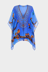 blue Caftan Tops floral print