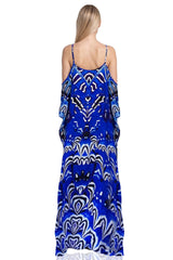 Annabella Butterfly-Print Handkerchief-Hem Kaftan