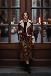 Animal Print Brown Knee Length Pencil Skirt