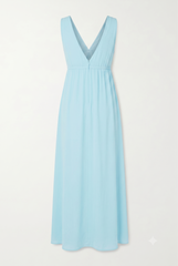 Aqua Blue Plunge Neck Dress