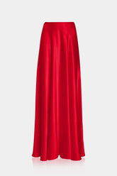 Antonia Red Silk Skirt -Women's Silk-Blend Bias-Cut Skirt