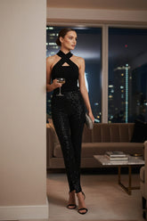 Black Sequin Pants For Women