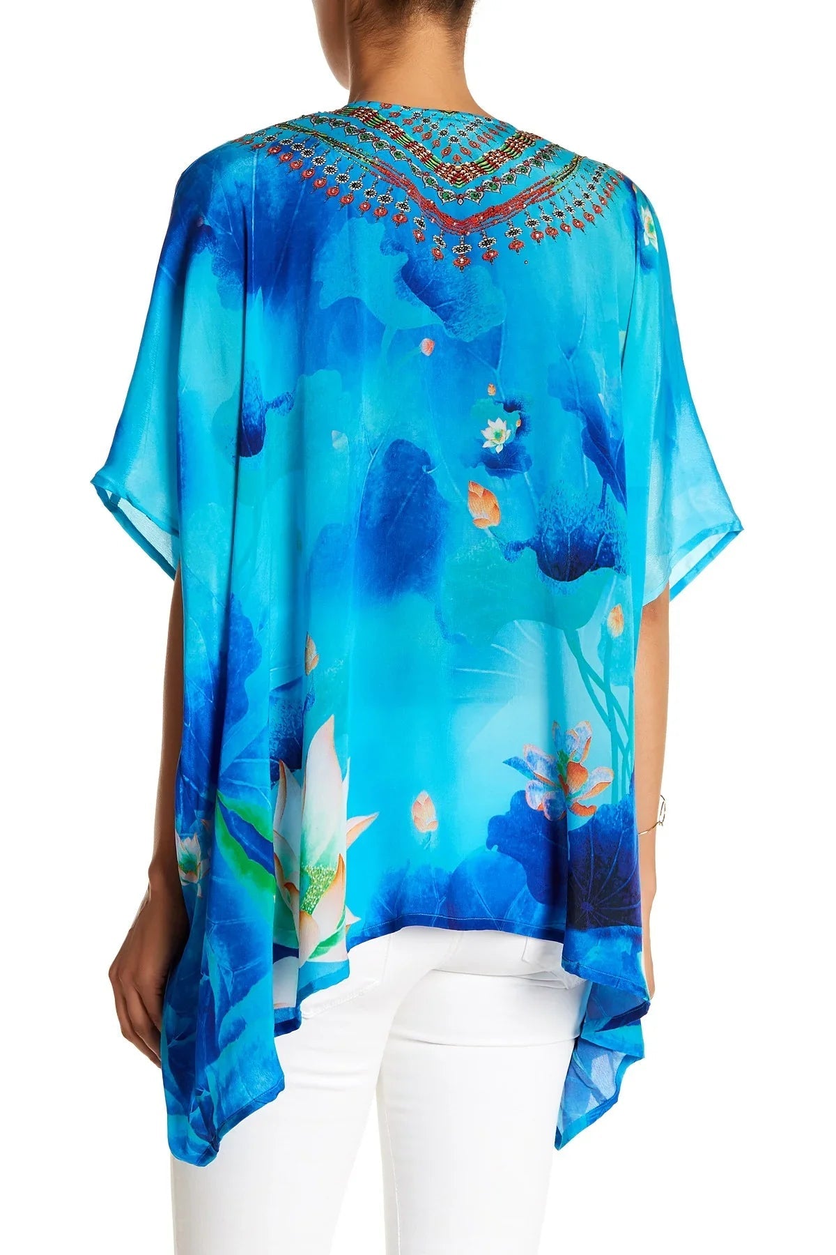 Blue Kaftan Top in floral print