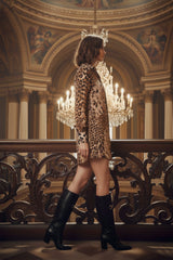 Animal Print Mini Shirt Dress with Button Front