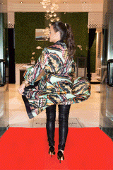 As Seen on Kyle Richards at Store Opening Leaf Print Robe Dress