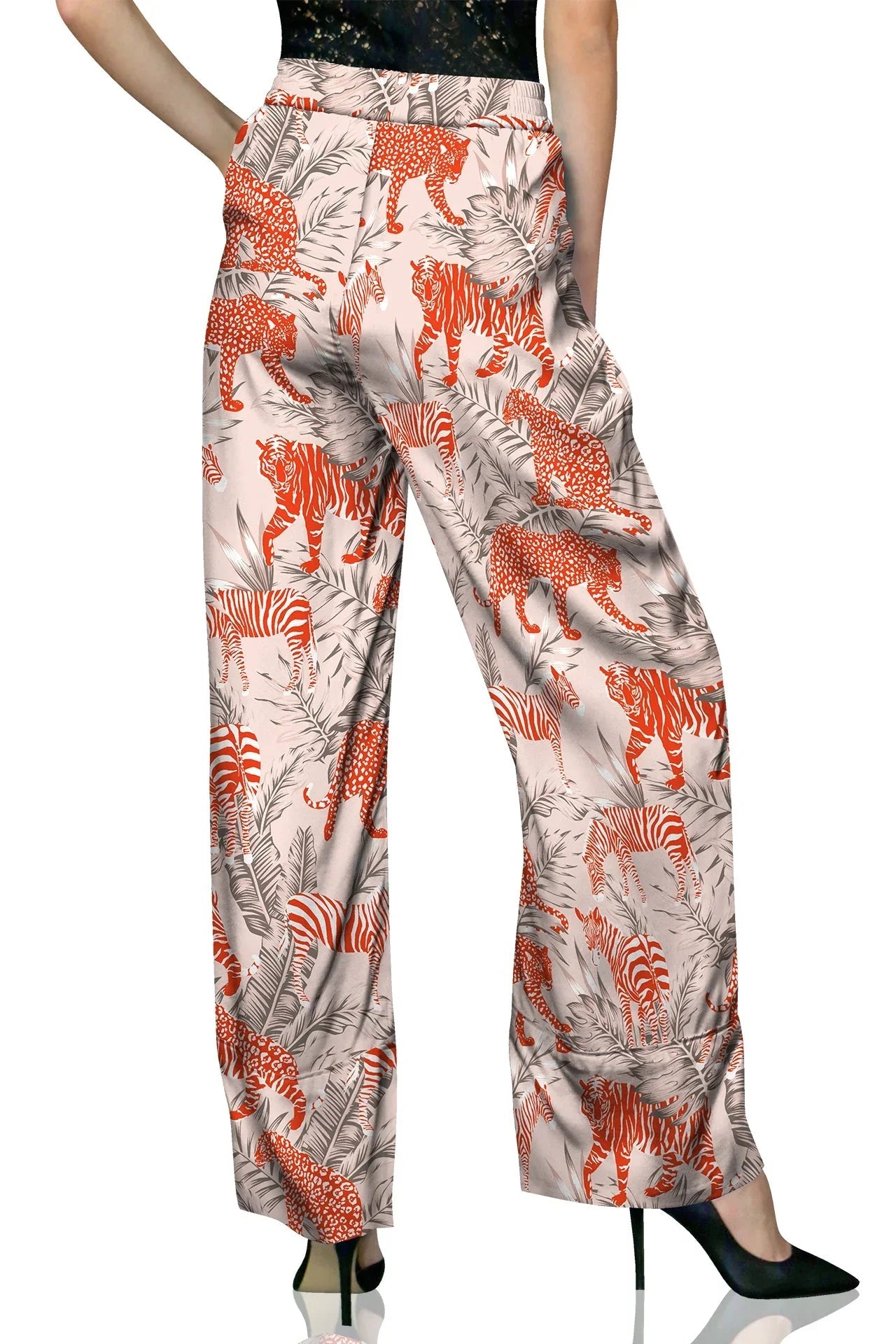 As seen on Kyle Zebra and Tiger Silk Pants in Orange
