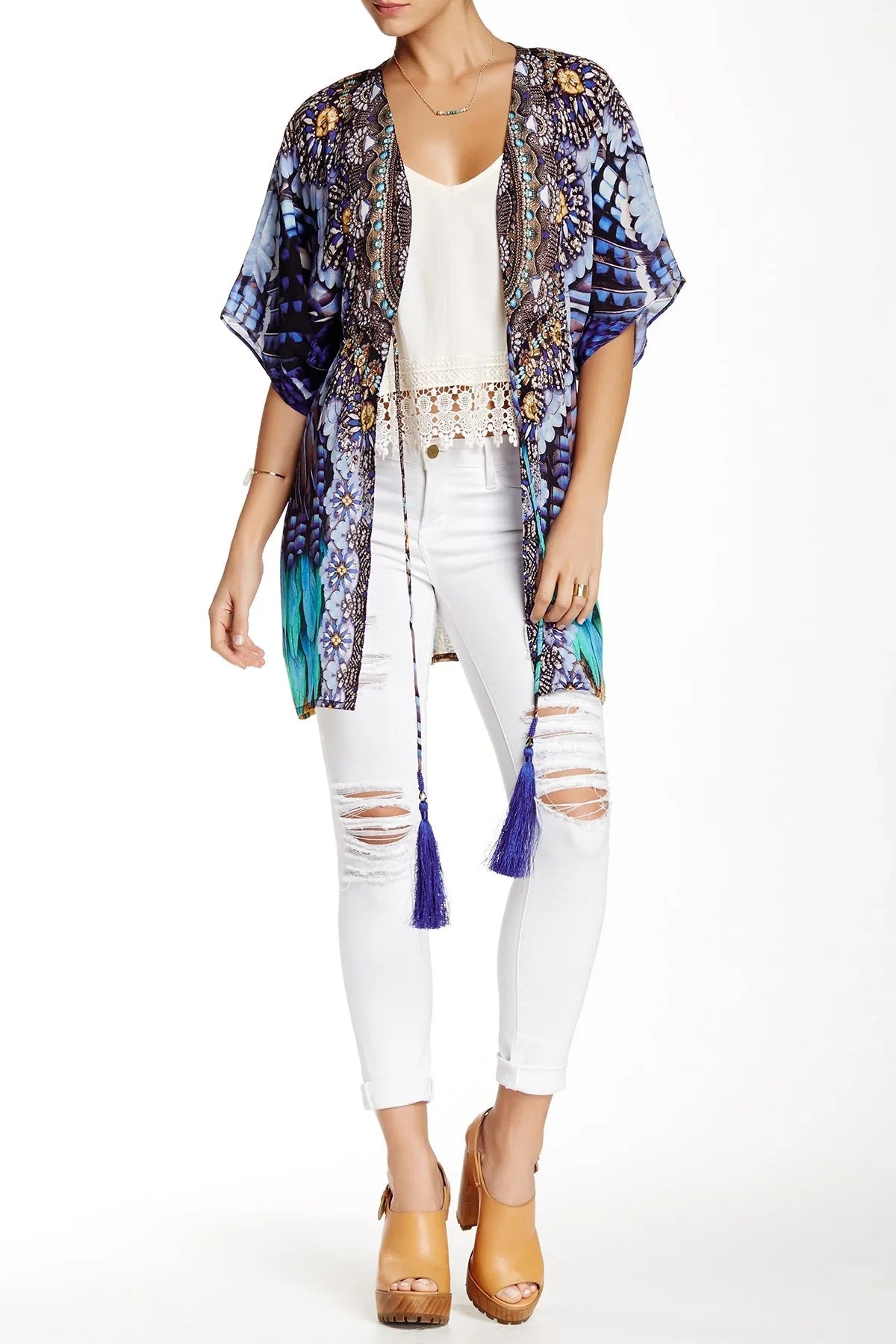 Blue Front Open Kaftan