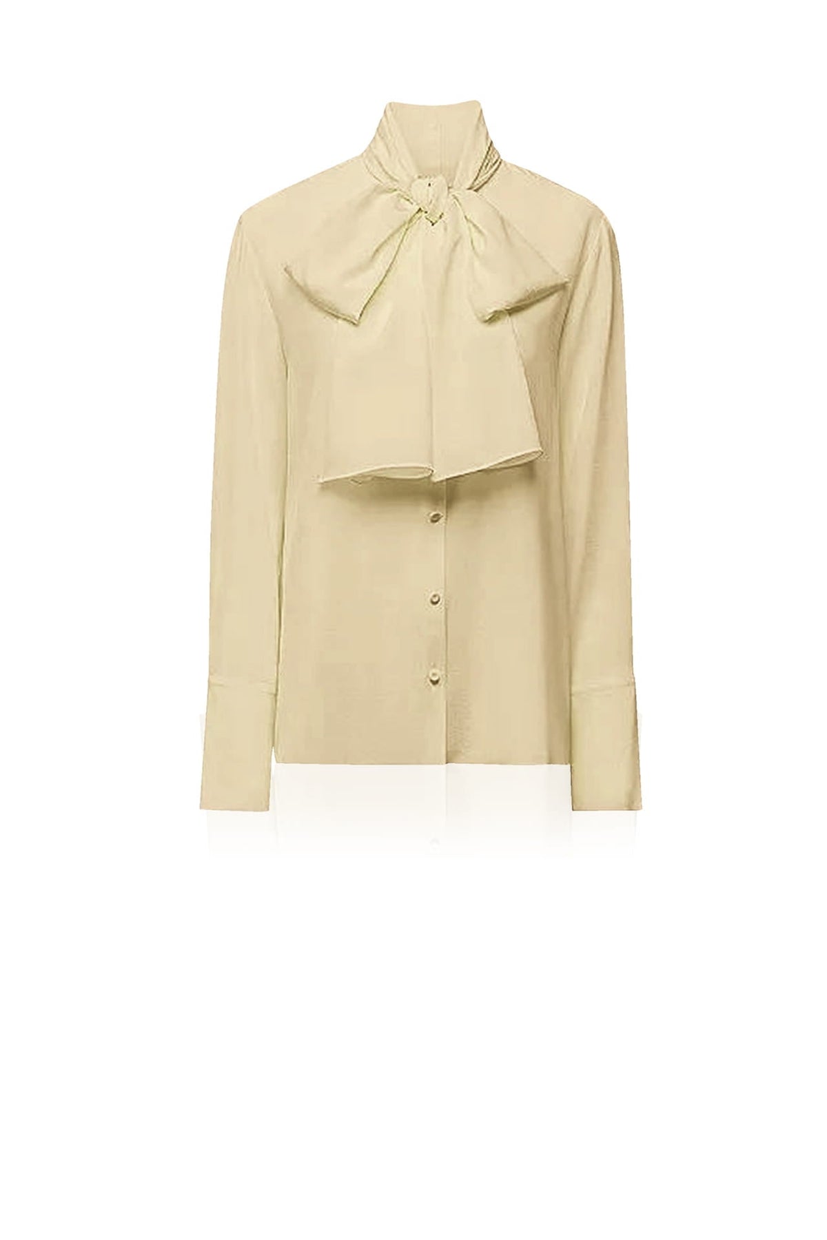 Beige Scarf-Tie Silk Blouse