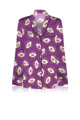 Biodegradable Fabrics Organic Silk Long Sleeve Shirt in Evil Eye Print